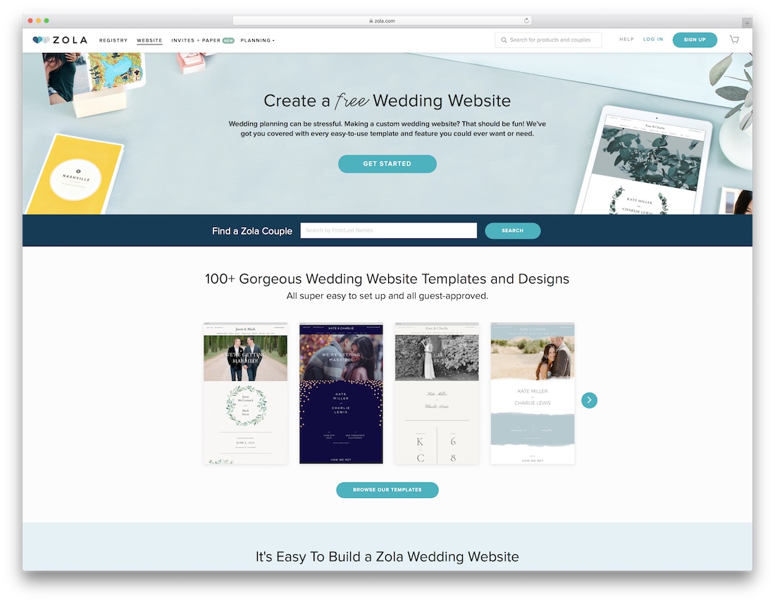 zola wedding website builder